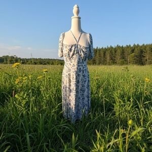 SHEIN Blue Floral Midi Dress